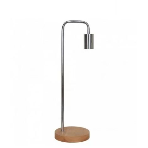Opjet 010390 - Lampe à poser "Brook" Ø15x49cm - métal finition chromé - socle bois