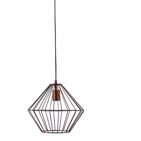 Opjet 011135 - Lampe Suspendue cage 'Vincent" Ø29x28cm - E27 max.40W - Métal Cuivré
