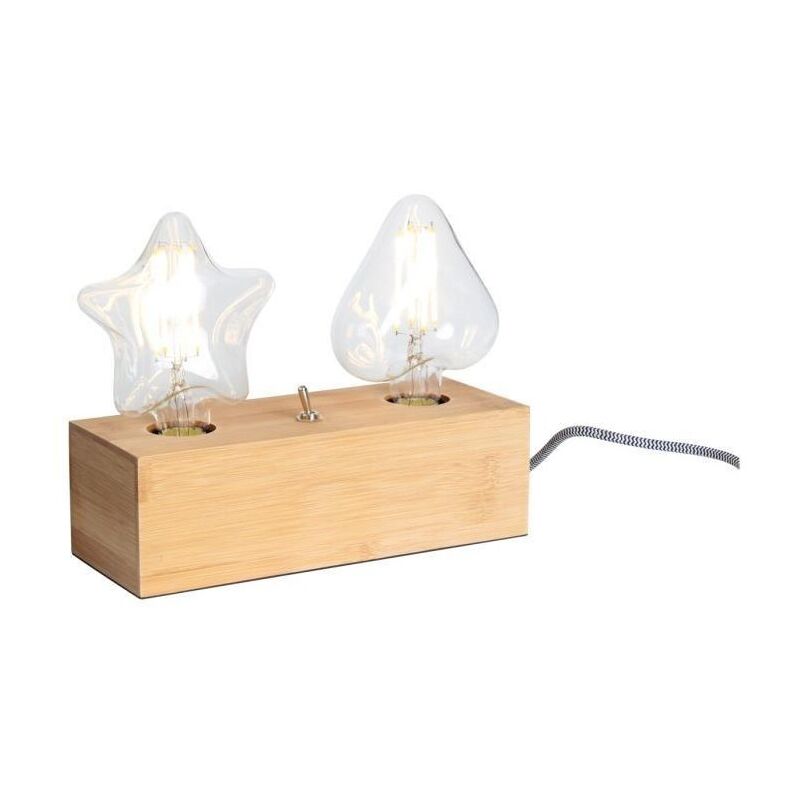 Opjet - 011409 - 'eureka' table lamp with double E27 socket in Bamboo 26x10x8cm