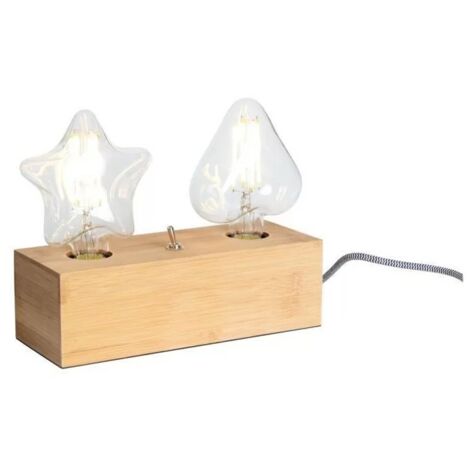Opjet 011409 - Lampe à poser "EUREKA" double douille E27 en Bambou 26x10x8cm