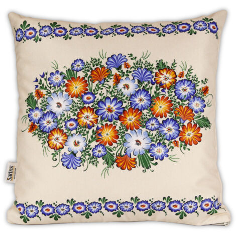 Oppelner Volkskissen, Sommerblumen, beige