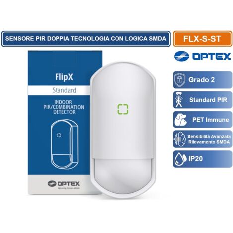 OPTEX FLX-S-ST SENSORE RILEVATORE CABLATO STANDARD PIR GRADO 2 LENTE RUOTABILE 12/18M DA INTERNO