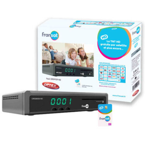 OPTEX ORS9939HD Reconditionné Récepteur / Décodeur TV Satellite HD enregistreur USB + Carte Fransat PC7 (Satellite Eutelsat)
