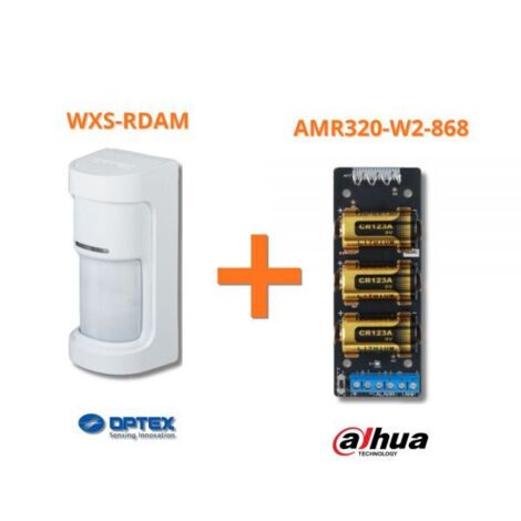 Optex PIR da esterno con copertura a 180 gradi con AM + Modulo Dahua ARM320-W2-868 - WXS-RDAM