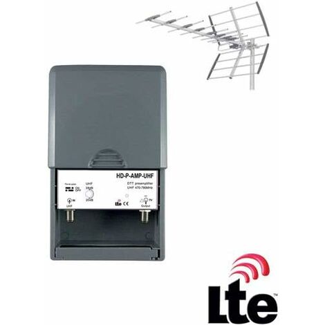 Optex – Préamplificateur UHF TNT 38dB – Améliore la réception des chaînes – Installation facile – Pour intérieur et extérieur - GAIN 38 DB