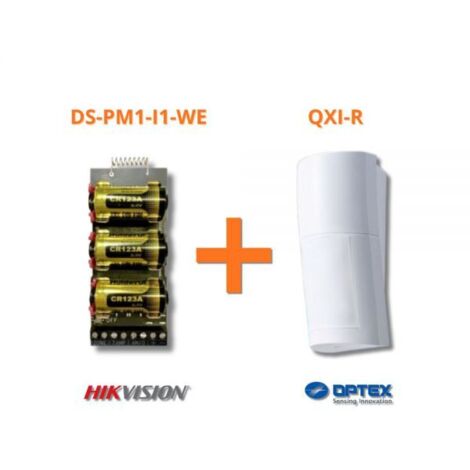 Optex sensore esterno ad infrarosso wireless antifurto 12 mt + Modulo Hikvision DS-PM1-I1-WE - QXI-R