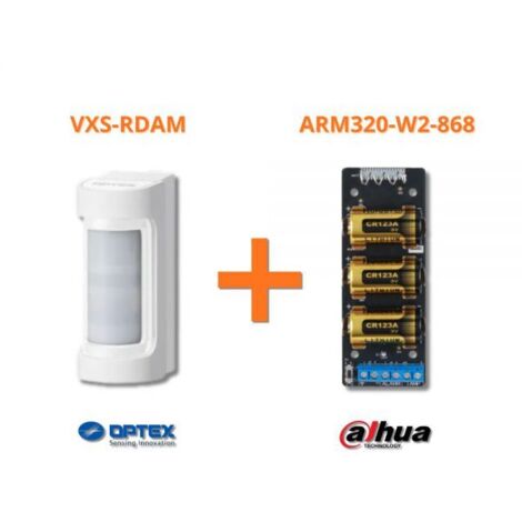 Optex sensore esterno doppia tecnologia wireless PIR+MW 12m 90° + Modulo Dahua ARM320-W2-868 - VXS-RDAM