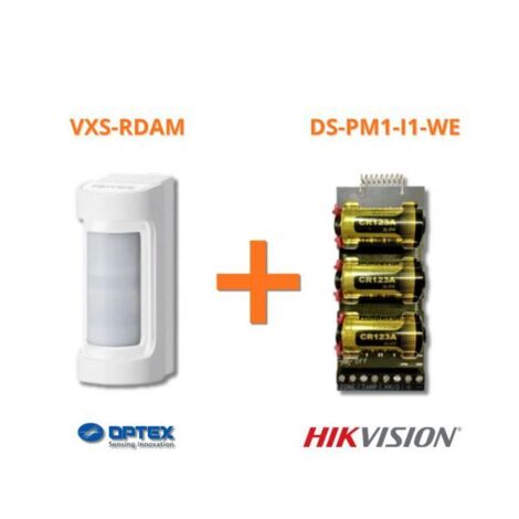 Optex sensore esterno doppia tecnologia wireless PIR+MW 12m 90° + Modulo Hikvision DS-PM1-I1-WE - VXS-RDAM