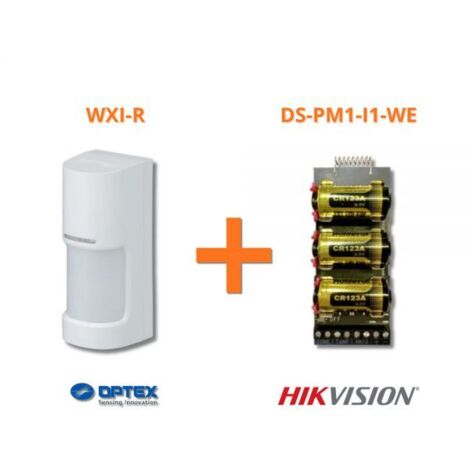 Optex sensore infrarosso esterno antifurto 180 gradi wireless + Modulo Hikvision DS-PM1-I1-WE  - WXI-R