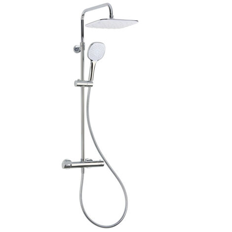 Optima Colonna doccia Optima con miscelatore termostatico, soffione XXL 250 mm, doccetta a 3 getti, Bianco/Cromo (OPTIMASSTZ)