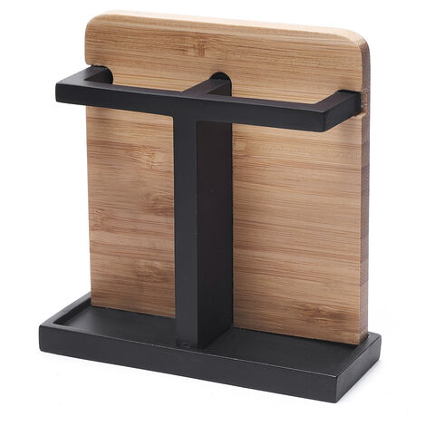 Optima Portacepillos Hombre de Poliresina y Madera de Bambú, Negro (HOM11)