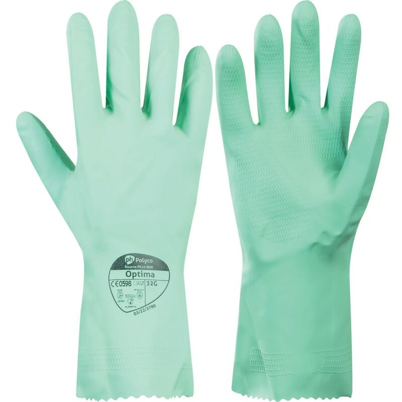 Polyco 326 Optima - Green Rubber Gloves 9-9.5