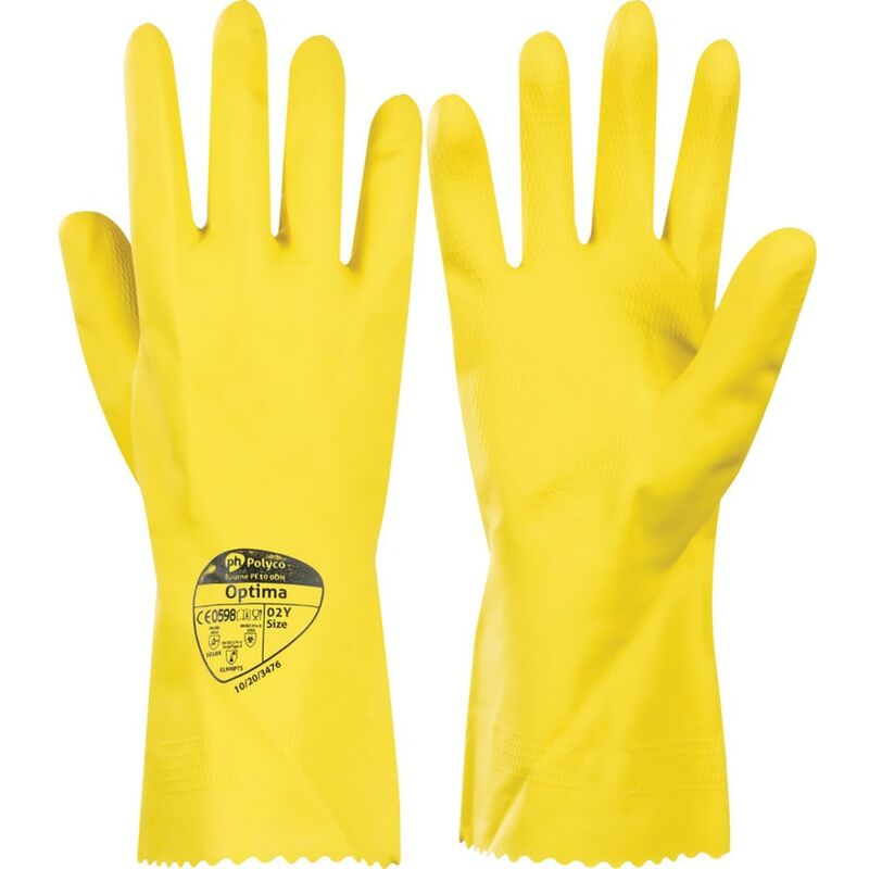 Polyco 027 Optima Yellow M/Weight Rubber Gloves 10