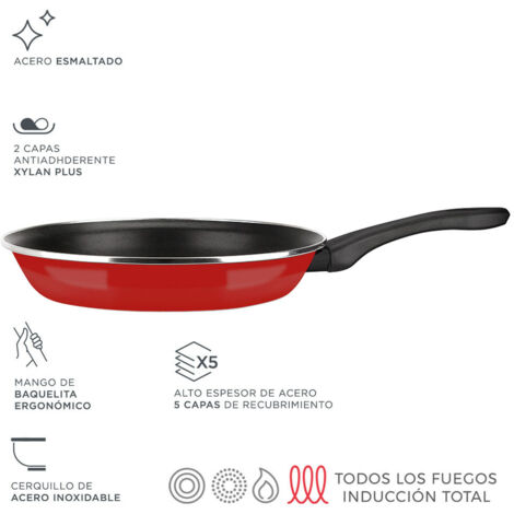 Optimax Poêle à frire, Ø28cm, rouge, acier AISI 430  Fagor 78560