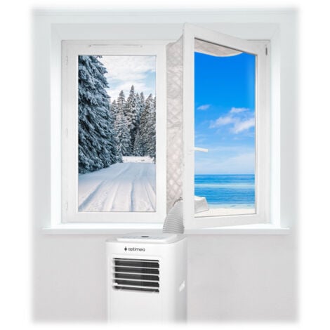 OPTIMEA KIT-FEN-4MISO Kit Fenêtre Isolant Universel, kit de calfeutrage pour clim mobile, tissu thermique chaud/froid, fenetre, porte-fenêtre, velux