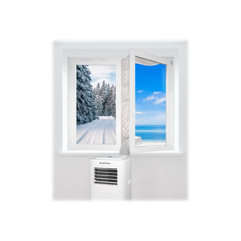 KIT-FEN-4MISO Kit Fenêtre Isolant Universel, kit de calfeutrage pour clim mobile, tissu thermique chaud/froid, fenetre, porte-fenêtre, velux - Optimea