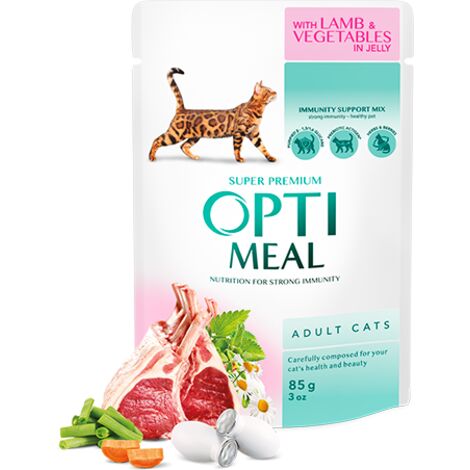 OPTIMEAL Cat Adult Lamm, Gemüse in Gelee, 85 g