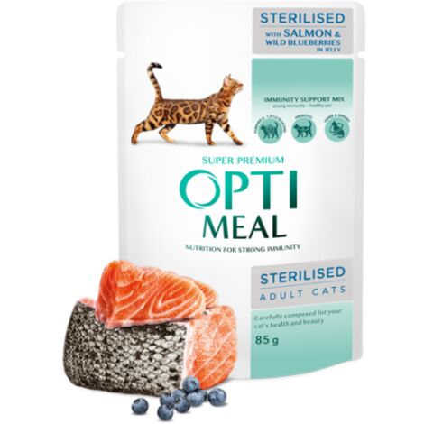 OPTIMEAL Chat Stérilisé Saumon aux Baies 85g