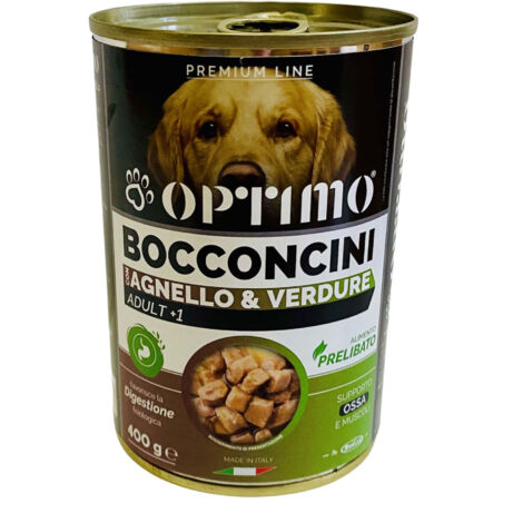 OPTIMO BOCCONCINI PER CANE AL GUSTO DI AGNELLO E VERDURE DA 400 GR
