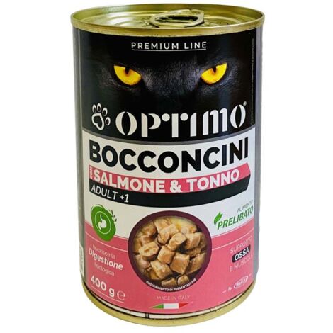 OPTIMO BOCCONCINI PER GATTO AL GUSTO SALMONE E TONNO DA 400 GR