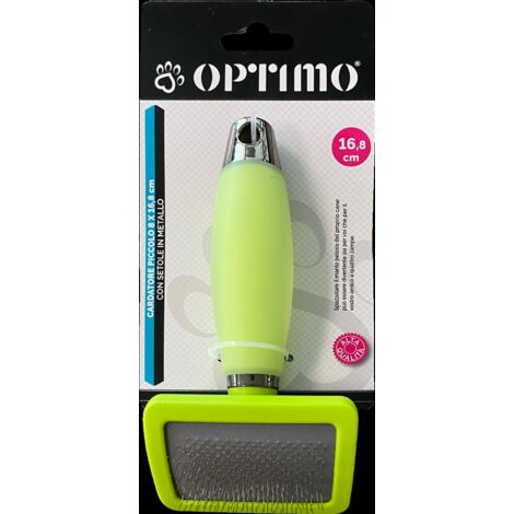 OPTIMO SPAZZOLA PER ANIMALI MANICO IN SILICONE E SETOLE IN METALLO VERDE 16.8 CM