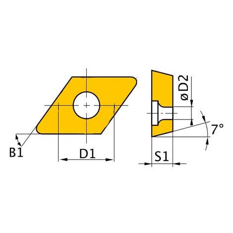 OPTIMUM 3441281 INSERT POUR 25/37, ISO DCMT11T304, 5 UN