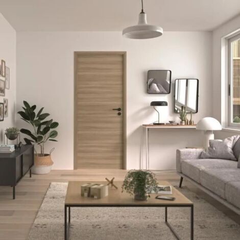 Optimum – Bloc porte marron 83x204 cm – Serrure magnétique silencieuse – Système de vissage invisible – Revêtement résistant aux chocs