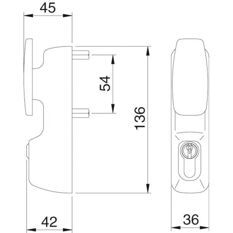 Ensemble bouton tirage fixe cylindre grand modèle ISEO Gris métal - 94013007