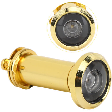 Optique de Porte Sécurité - Kit 2 Pièces en Alliage de Zinc - Modèle 14mm Doré - Avec Couverture Antipiratage et Vision 220°
