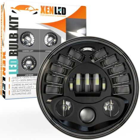 Optique Full LED Moto 8088 Directionnel - 6 + 10 Lentilles - Rond 7" 50W 5800Lms 5500K - Noir - XENLED Phare moto