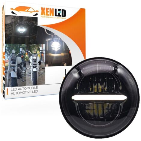 Optique Full LED Moto - Rond 5.75" 50W 5000Lms 5500K - Noir - XENLED - Type origine LED - 1057B Phare moto
