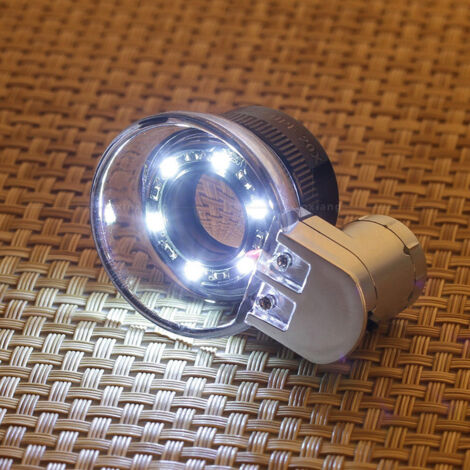 Optische 20-fache Vergrößerungsglas mit 6 LED-Leuchten und Spiegel