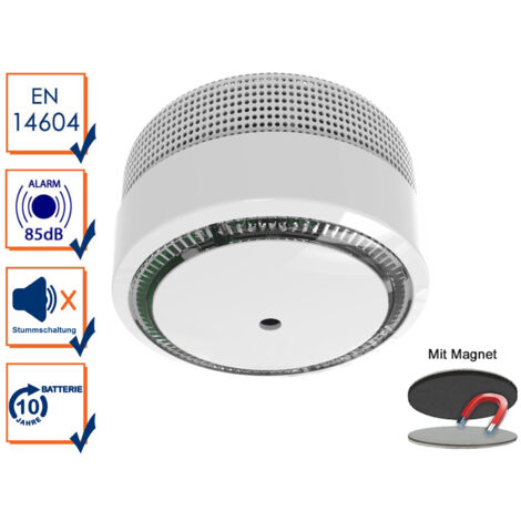 Optischer Mini Rauchmelder mit 10 Jahres Batterie & Magnethalterung