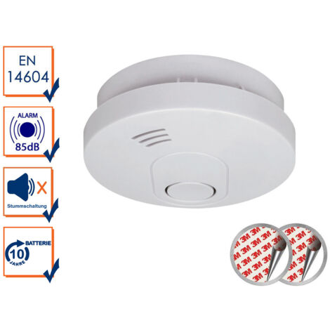 Optischer Rauchmelder mit 10 Jahres Batterie & Magnetklebe-Kit, Alarmmelder 85dB