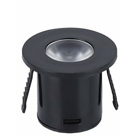 Optonica – Mini spot LED encastrable 1W 90° rond noir – Blanc chaud 2300K – Installation facile dans faux plafonds – Compatible avec accessoires inclus