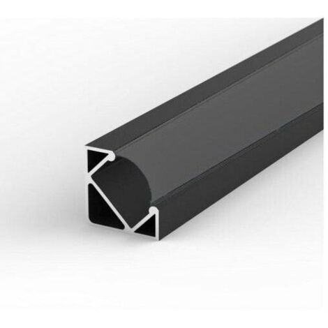 Optonica – Profilé aluminium noir angle 2m pour ruban LED – Couvercle opaque diffusant – Compatible 12V et 24V – Éclairage design et fonctionnel