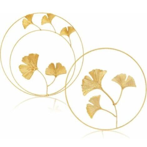 (Or) 2 PCS Décoration Murale en Métal Décoration Murale en Fer Décoration Murale Feuille de Ginkgo d'érable Tenture Murale Convient pour la Maison Bureau Salon Décoration d'hôtel