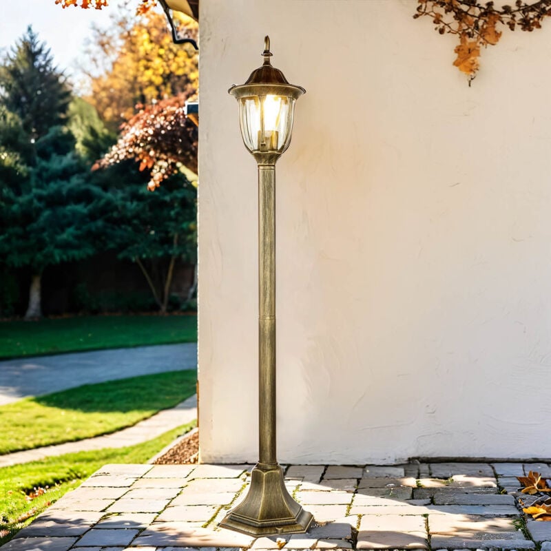 Lampadaire d'extérieur milano de couleur or vieilli au design rétro en style rustique H:1 m E27 étanche IP43 - Or antique