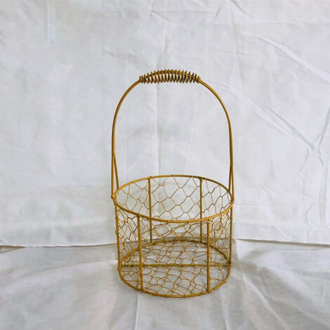 or artisanat paille métallisé fer forgé cadre fleur collecte panier avec poignée maison jardin décor fleur panier 4