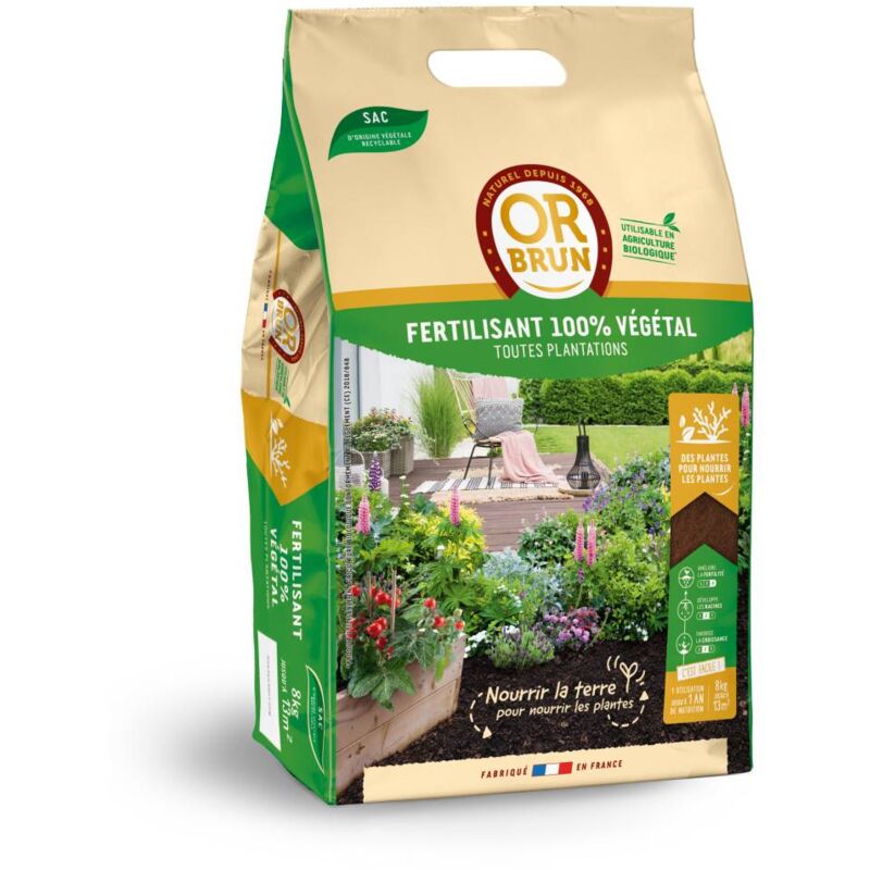 Fertilisant 100% Végétal Or Brun 8 kg – Nourrissez votre sol naturellement