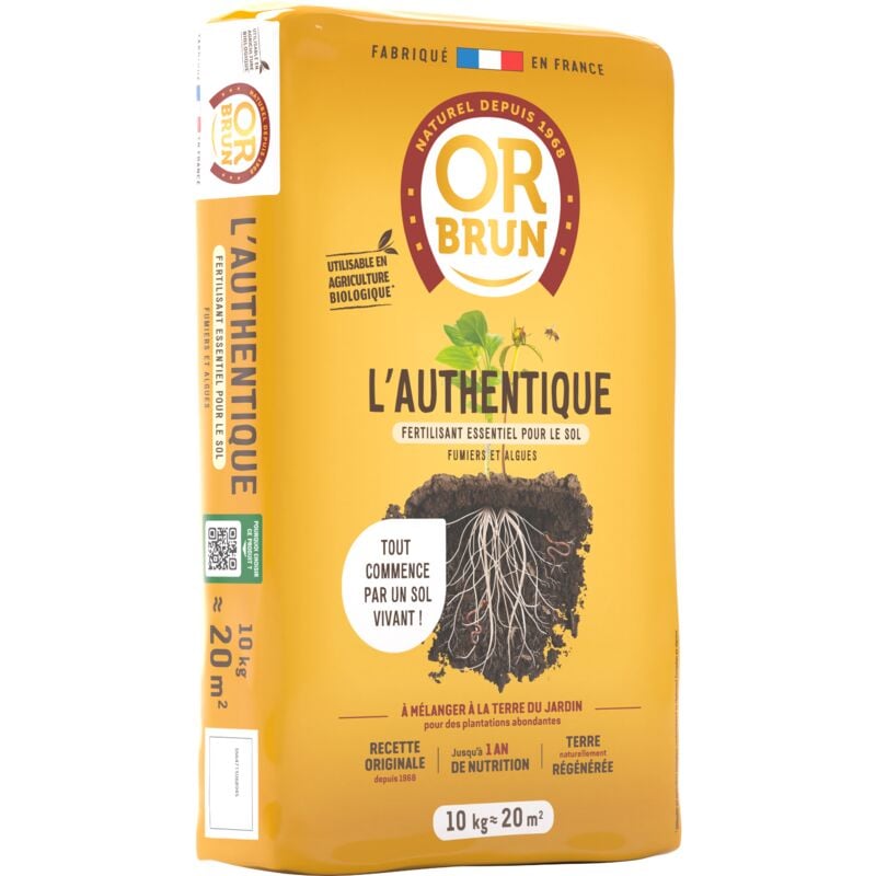 Or Brun - OBRAAUT10 Authentique Fertilisant - Fertilisant Essentiel Pour Le Sol - 10kg - 20m² - Fumiers & Algues