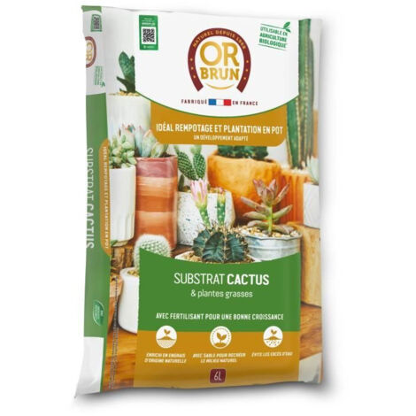 OR BRUN OBRTCAC6U -Substrat Cactus & Plantes Grasses - 6L -Favorise La Croissance