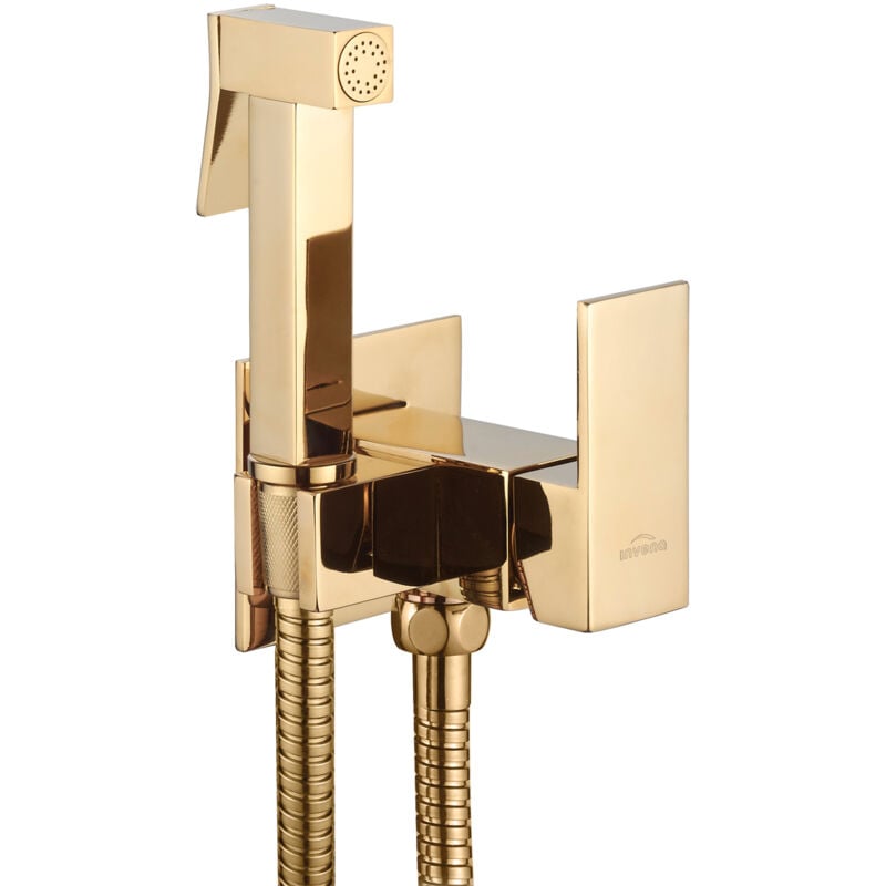 Robinet Bidet Douchette Or Forme Carree Monocommande