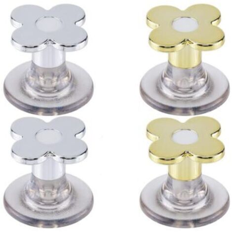 Or et Argent, 4 boutons poussoir de chasse d’eau en forme de fleur en plastique pour réservoir de toilette, outil de levage du couvercle de siège de toilette