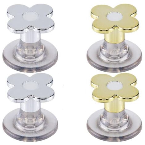 Or etArgent,4 Bouton Poussoir de Toilette en Forme de Fleur en Plastique pour Réservoir d'eau de Toilette Bouton de Chasse d'eau Outil de Levage de Couvercle de Siège de Toilette Aide
