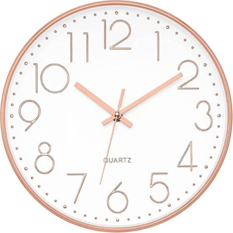 (or Rose) Horloge Murale Moderne, Grande Horloge Ronde Dcorative Silencieuse De 30 Cm Pour Chambre, Salon, Cuisine, Maison, Bureau