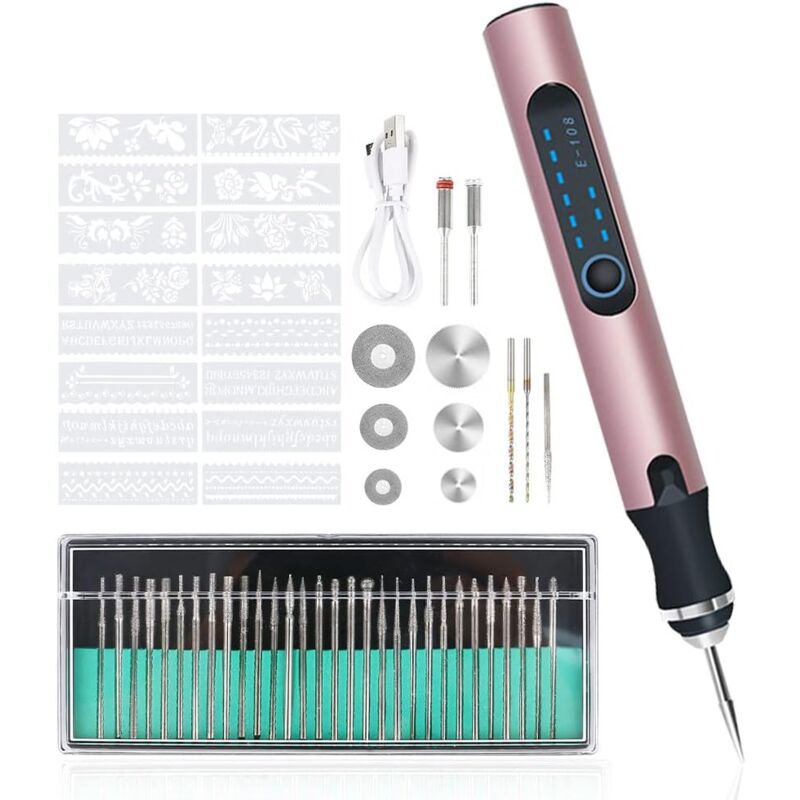 Linghhang - Or Stylo Graveur Électrique, Outils de Gravure, Mini Gravure Carve Outil, Stylos Électriques de Gravure pour le Bois de Bricolage,