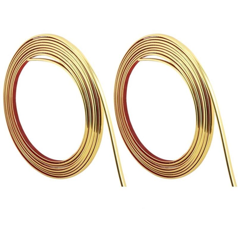 Or,(2 Pièces, 5m x 1cm)10m Moulures Décoratives Flexibles Autocollantes Moulure Murale Adhesive à Décoller et Coller Doré pour Mur Armoire Carrelage