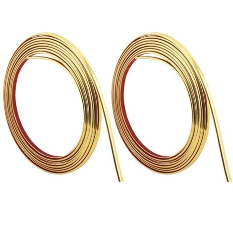 Or,(2 Pièces, 5m x 1cm)10m Moulures Décoratives Flexibles Autocollantes Moulure Murale Adhesive à Décoller et Coller Doré pour Mur Armoire Carrelage Plancher Bords Garnitures Murales