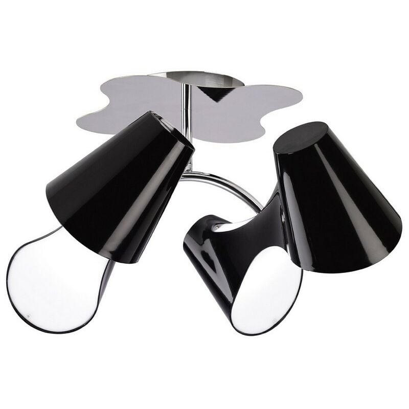 Inspired Mantra - Ora - Ceiling 2 Arm 4 Light E27, Gloss Black, White Acrylic, Polished Chrome